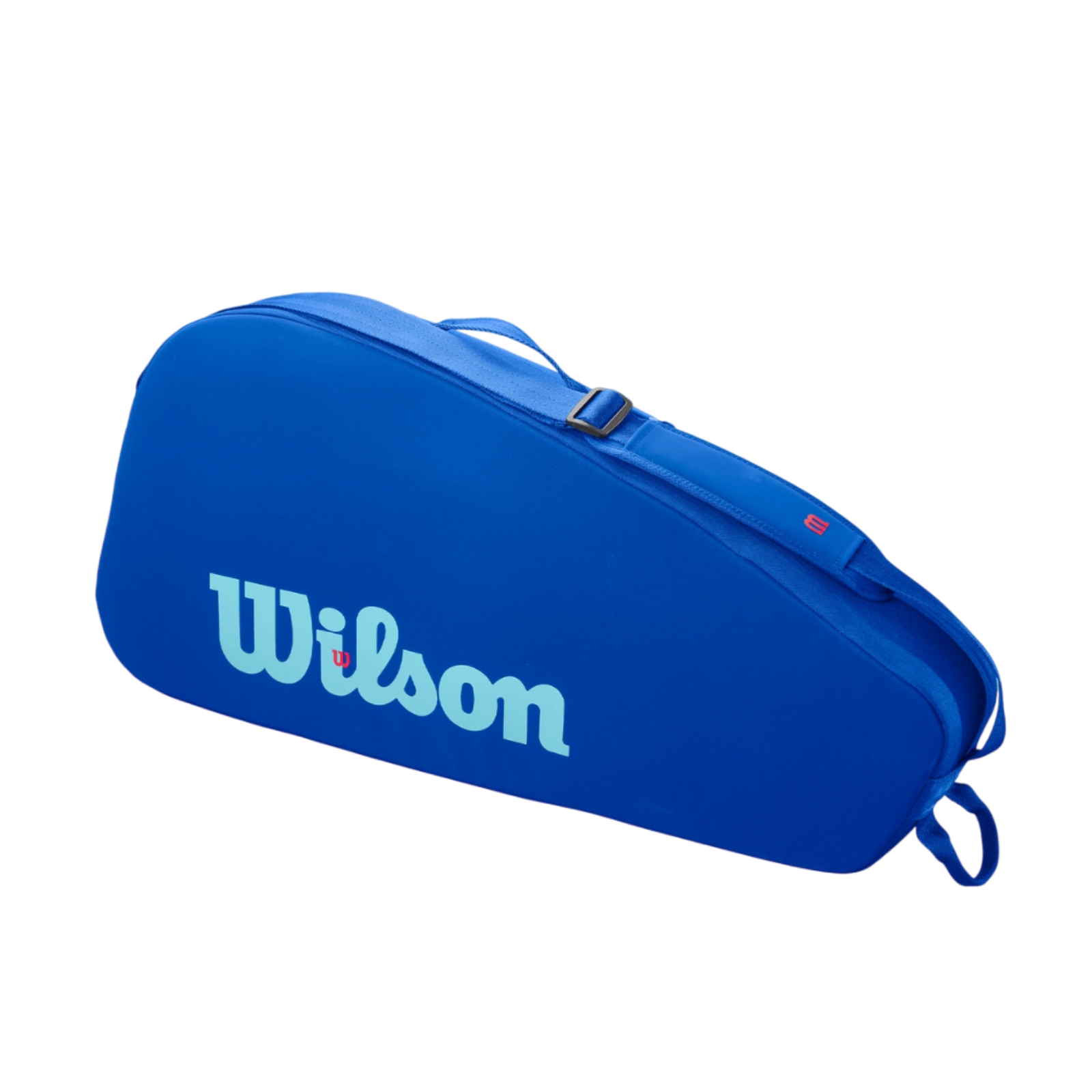 Wilson Ultra V5 Tour 3 Pack Tennis Bag in navy blue, featuring a single compartment and adjustable shoulder strap.
